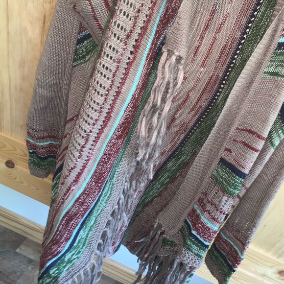 Umgee USA boho bohemian retro fringed style open front sweater size M - Picture 3 of 6